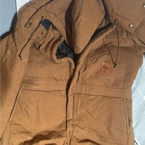 Walls Brown long sleeve hooded insulated overalls